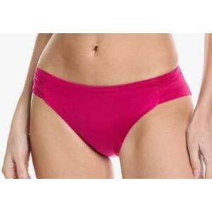Trina Turk Monaco Sangria Pink Shirred Hipster Bikini Bottom 8 NWT